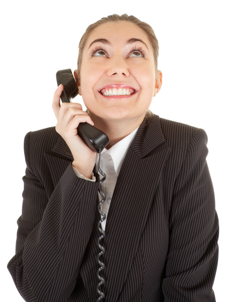 Emotional woman with a telephone - Фото, изображение