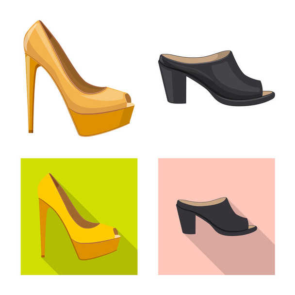 Vector illustration of footwear and woman symbol. Collection of footwear and foot vector icon for stock. - Вектор, зображення