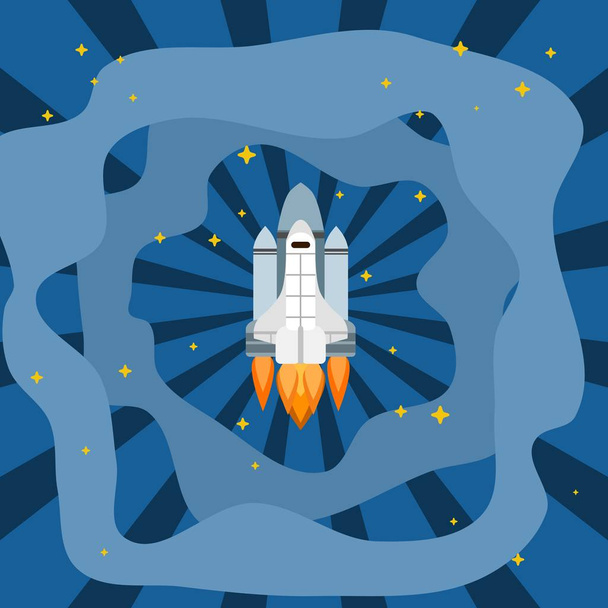 Popart shuttle vliegen in de ruimte - Foto, afbeelding