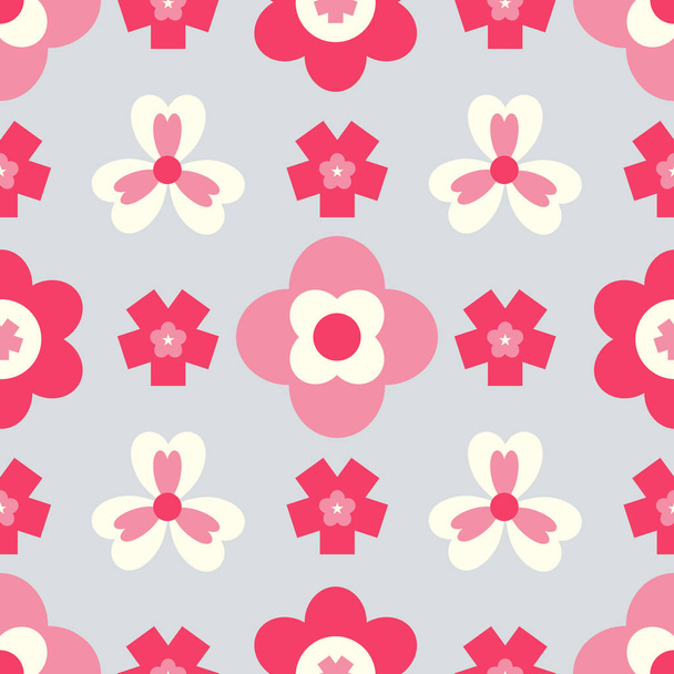 Egyszerű retro rózsaszín virág zökkenőmentes ismétlés minta alkalmas a háttérkép, háttér, textíliák, háztartási cikkek, irodaszerek és még sok más. - Vektor, kép
