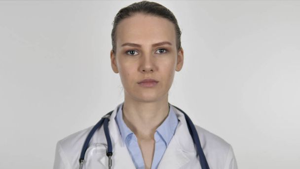Portrait of Lady Doctor on White Background - Foto, immagini