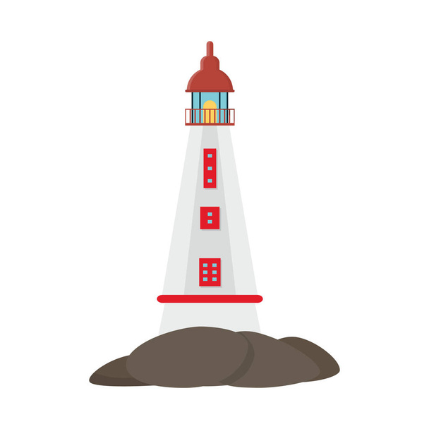 Deniz feneri ve su logosu vektör Illustration. Web için Lighthouse ve Beacon stok sembolü koleksiyonu. - Vektör, Görsel