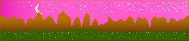 Pink sky, and mountains landscape.  - Vector, Image