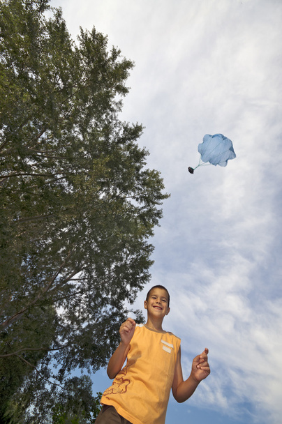 Playing with parachute toy vertical - Photo, Image