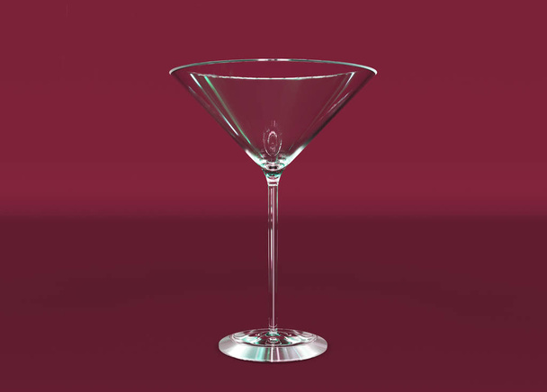 Empty cocktail glass isolated on burgundy background. Side view. - Fotó, kép