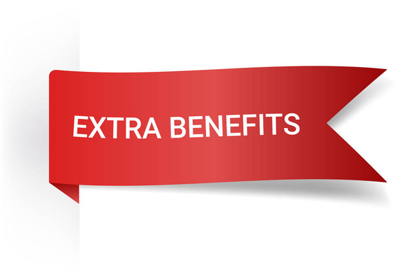 Extra Benefits Realistic Detailed Curved Paper Banner. Ribbons With Space For Text. Isolated On White Background. Vector Illustration. Design Elements. - Vector, Image