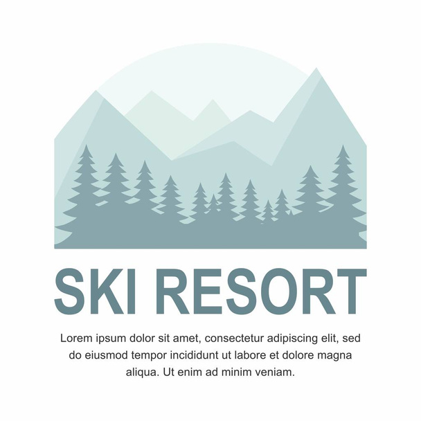 Stemma con logo della stazione sciistica Montagna sul bianco
  - Vettoriali, immagini