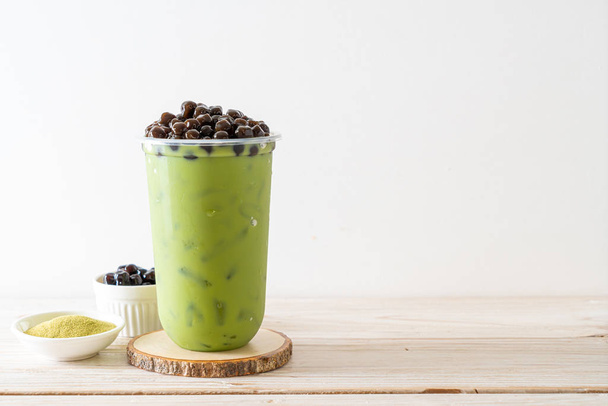 green tea latte with bubble - Φωτογραφία, εικόνα