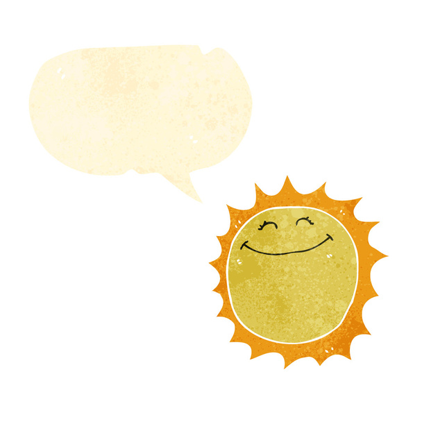 Retro cartoon sunshine with speech bubble - Vektor, kép