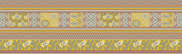 Винтажный бесшовный индийский текстильный пирог и цветочная граница
 - Фото, изображение
