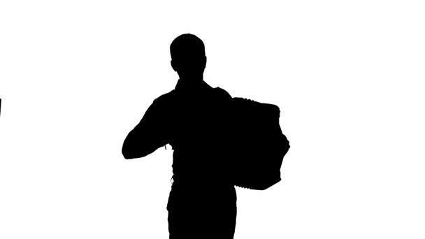 uomo musicista suona magistralmente la fisarmonica in studio, silhouette nera su sfondo bianco, isolato
 - Filmati, video