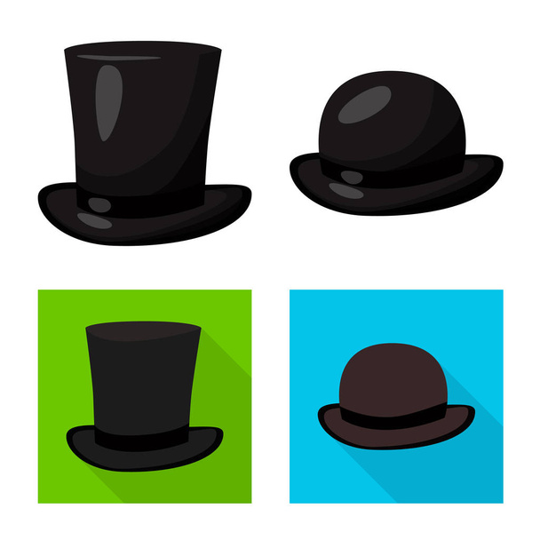 Vector design of clothing and cap symbol. Collection of clothing and beret stock symbol for web. - Vector, Imagen