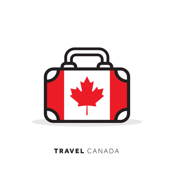Canada travel concept. Suitcase vector icon with national countr - Vektör, Görsel