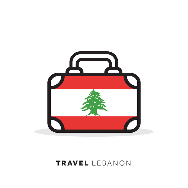 Lebanon travel concept. Suitcase vector icon with national count - Вектор,изображение