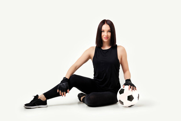 beautiful athletic woman with the ball - 写真・画像