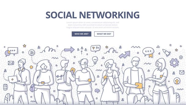 Люди соціальних мереж каракулі концепція - Вектор, зображення