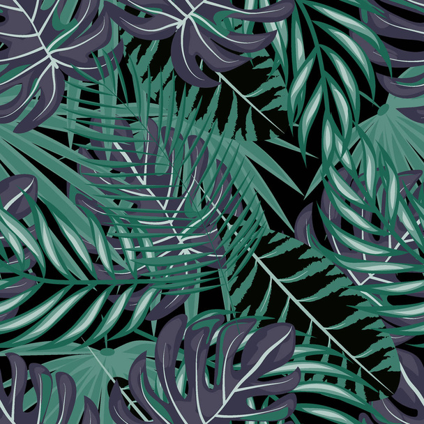 Tropical seamless pattern with leaves. Beautiful tropical isolated leaves. Fashionable summer background with leaves for fabric, wallpaper, paper, covers. - Διάνυσμα, εικόνα