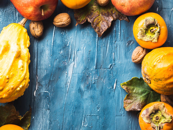 Thanksgiving harvest autumn fruit background. - Photo, Image