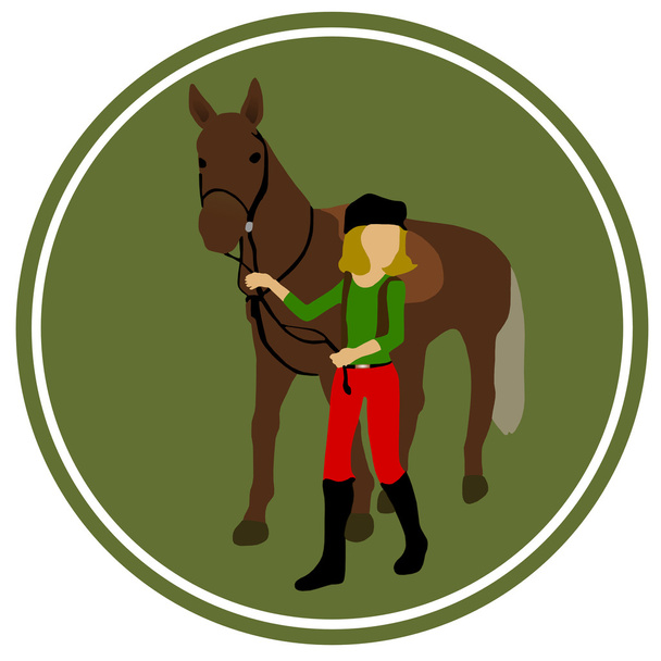 krásné koně a jezdkyně v kruhu - Vektor, obrázek