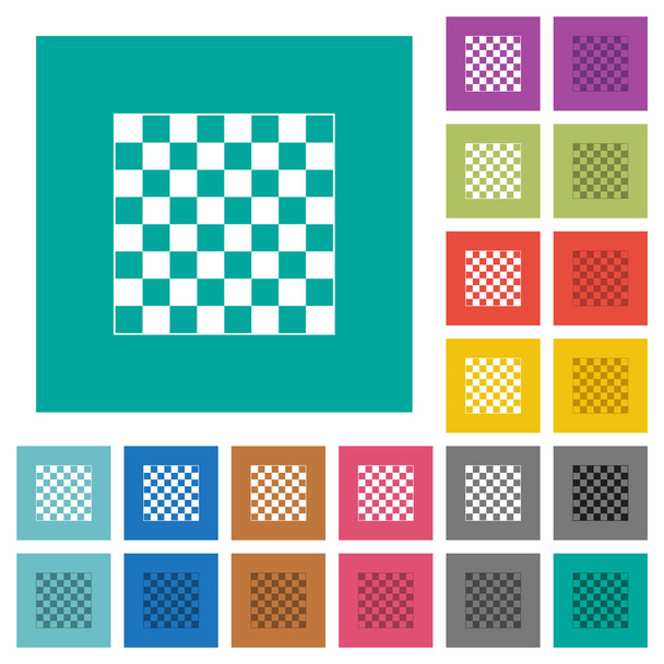 Satranç tahtası kare düz çok renkli simgeler - Vektör, Görsel