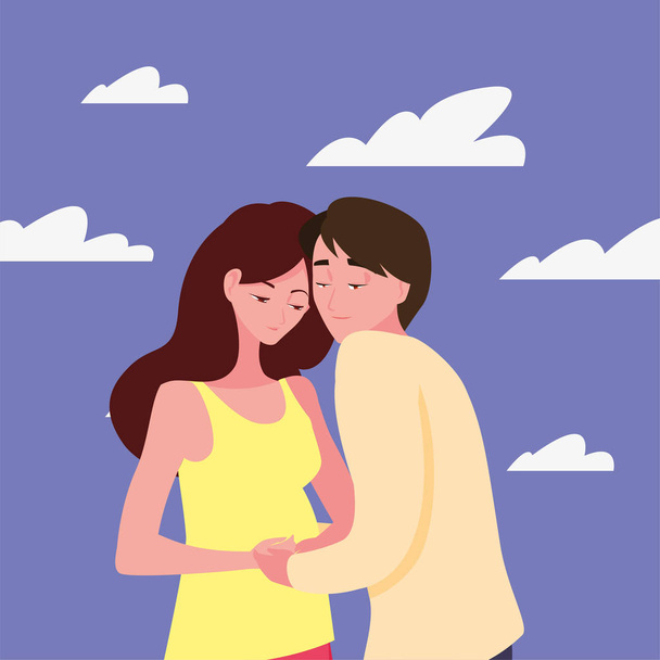 couple pregnancy and maternity design - Vector, Image