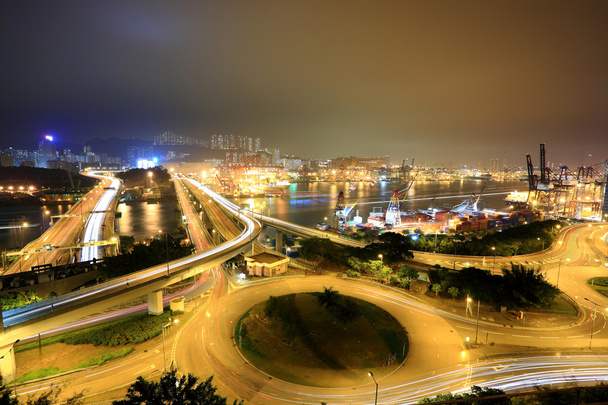 Cargo Terminal and highways of Hong Kong - Photo, Image