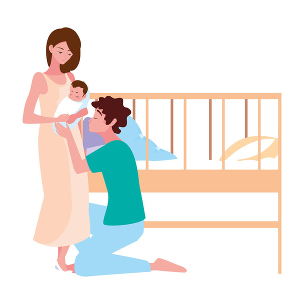 terhes házaspár és Baby Terhesség és anyaság - Vektor, kép