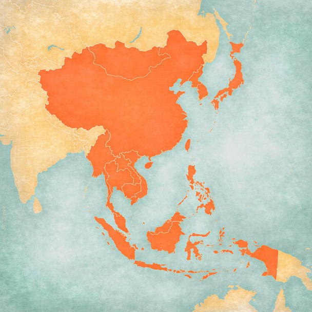 Χάρτης της Ανατολικής Ασίας - όλες τις χώρες - Φωτογραφία, εικόνα
