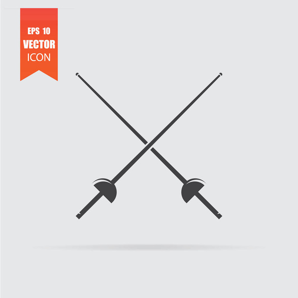 Fencing icon in flat style isolated on grey background. - Vector, Image
