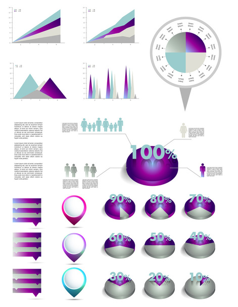 3B grafikler, konuşma balonları ve grafikler infographics topluluğu. - Vektör, Görsel