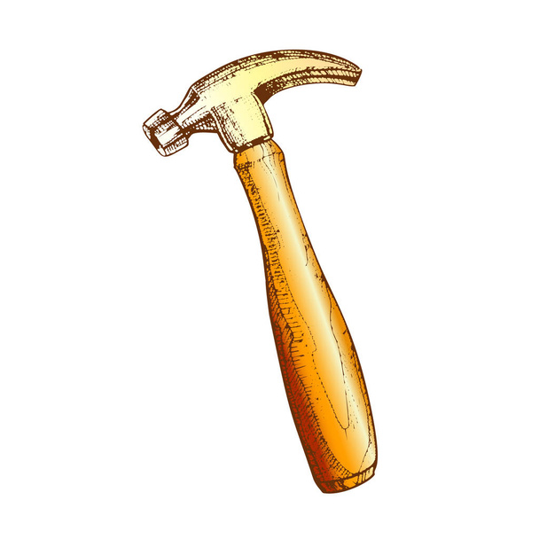 Väri rakentaja puuntyöntekijä työkalu Vintage Hammer vektori
 - Vektori, kuva