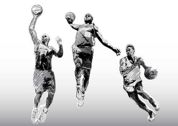 basketbal trio - Vector, afbeelding