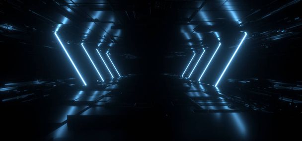 Alien Spaceship Neon Futuristic Sci Fi Laser Circle Shape Schema - Photo, Image