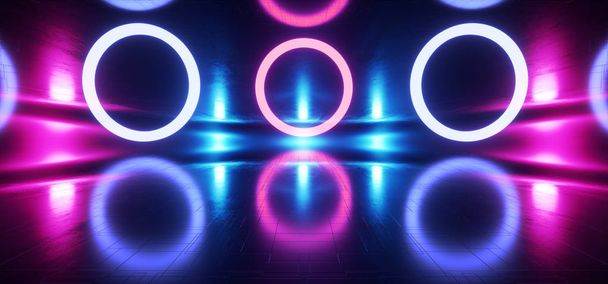 Néon brillant Futuriste Violet Bleu Laser forme de faisceau de cercle Ni
 - Photo, image