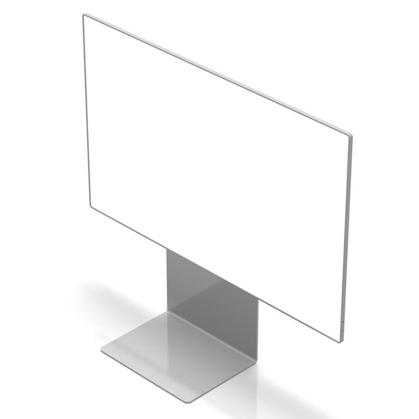 Monitor 3D sem marca com tela vazia no fundo branco
 - Foto, Imagem