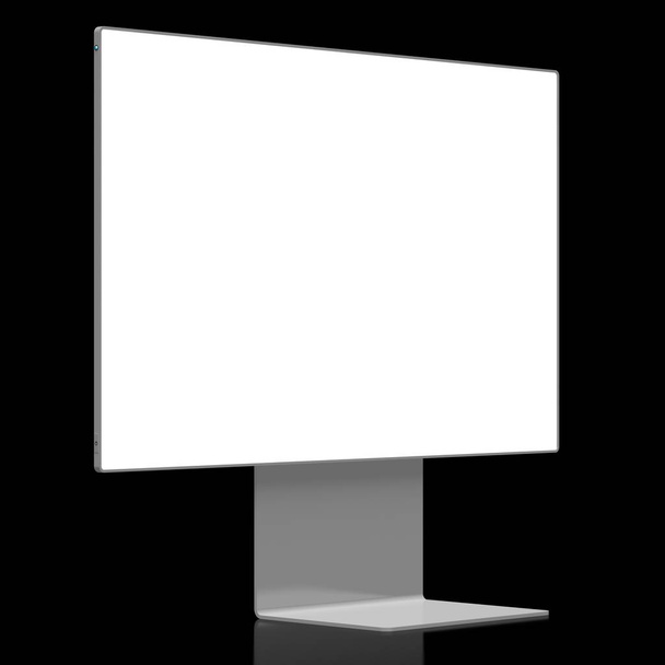 3D brandless monitor with empty screen on black background - Foto, Bild