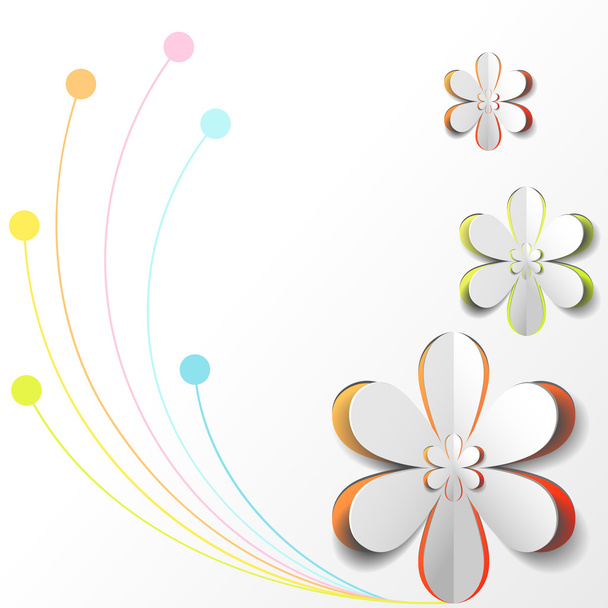 White Paper Flower on Colorful background Card Design - Vetor, Imagem