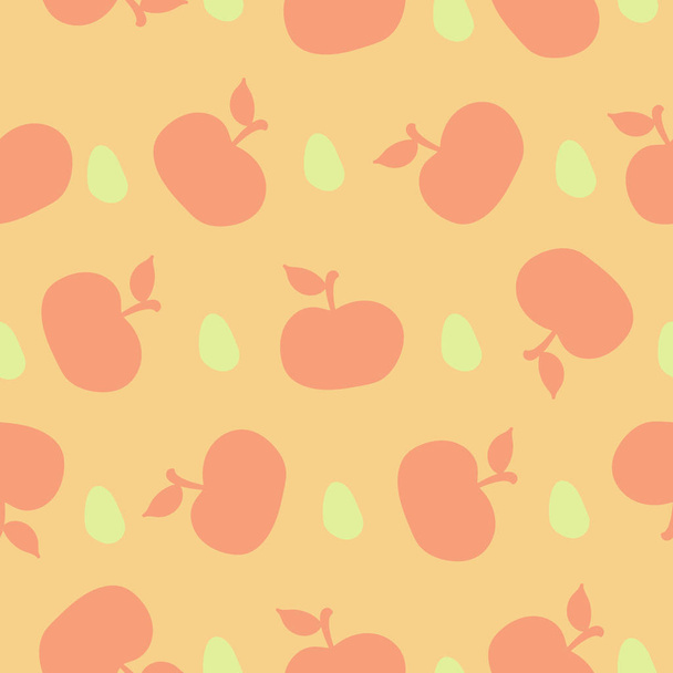 Cute apple vector seamless pattern - Vektör, Görsel