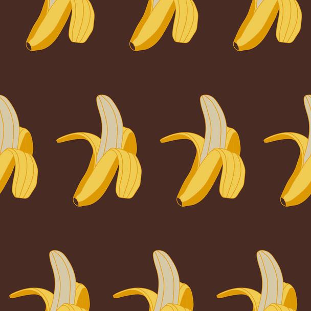 Bananas seamless pattern with dark background - Vettoriali, immagini