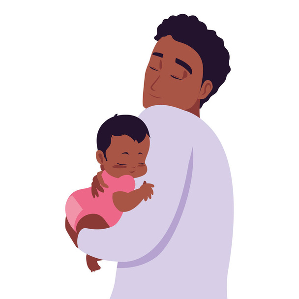 dad carrying his baby in his arms - Vector, Image