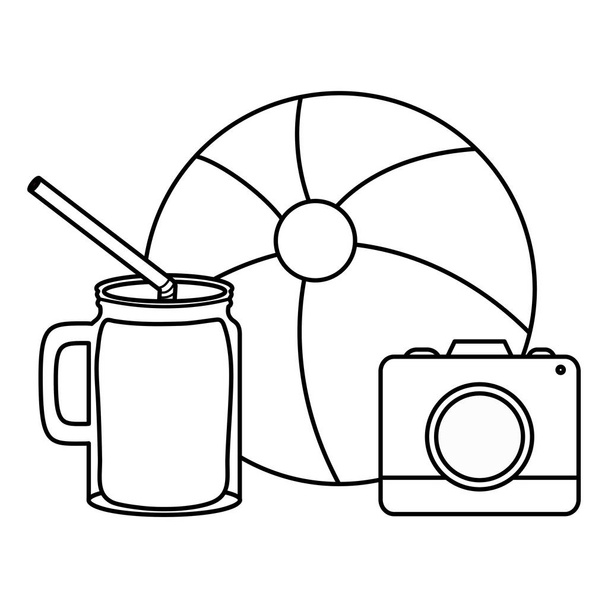 balon ve meyve suyu ile fotoğraf makinesi fotoğraf - Vektör, Görsel