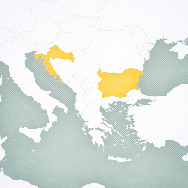 Карта Балкан-Болгарія і Хорватія - Фото, зображення