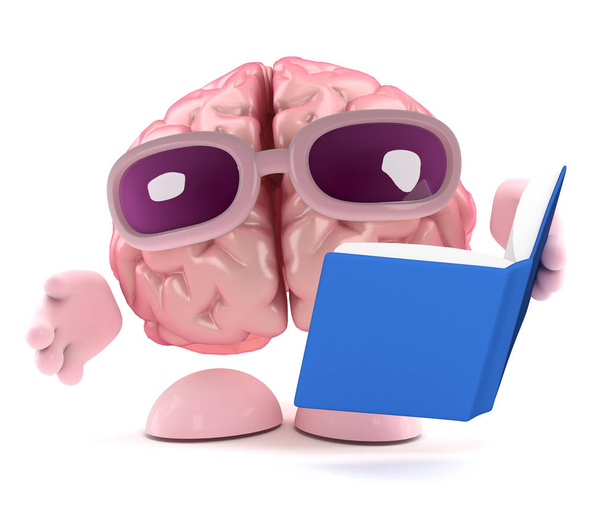 3D εγκέφαλος διαβάζει ένα βιβλίο - Φωτογραφία, εικόνα