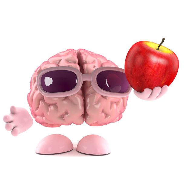 3D-Gehirn liebt Äpfel - Foto, Bild