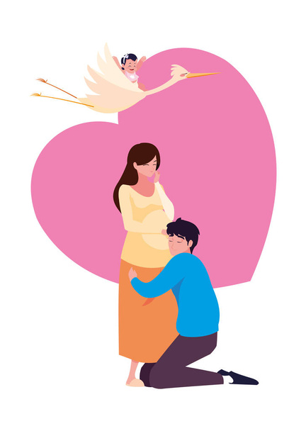 Paar Schwangerschaft und Mutterschaftsgestaltung - Vektor, Bild