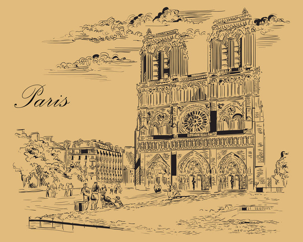 Бежевый векторный рисунок Париж 2
 - Вектор,изображение