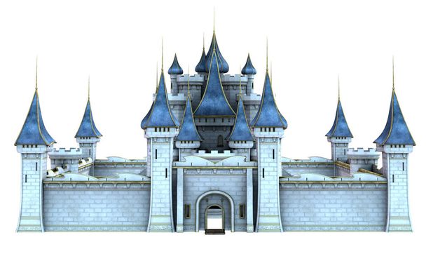 3D gerendertes Märchenschloss auf weißem Hintergrund - 3D-Illustration - Foto, Bild