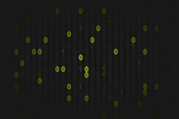 жовті освітлені двійкові номери коду на чорному
 - Вектор, зображення