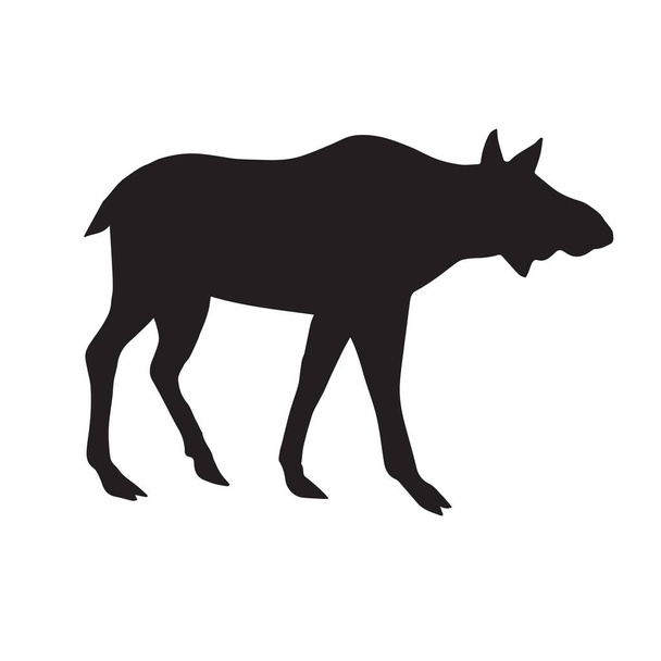 Vector black silhouette of female moose cow - Vector, Image