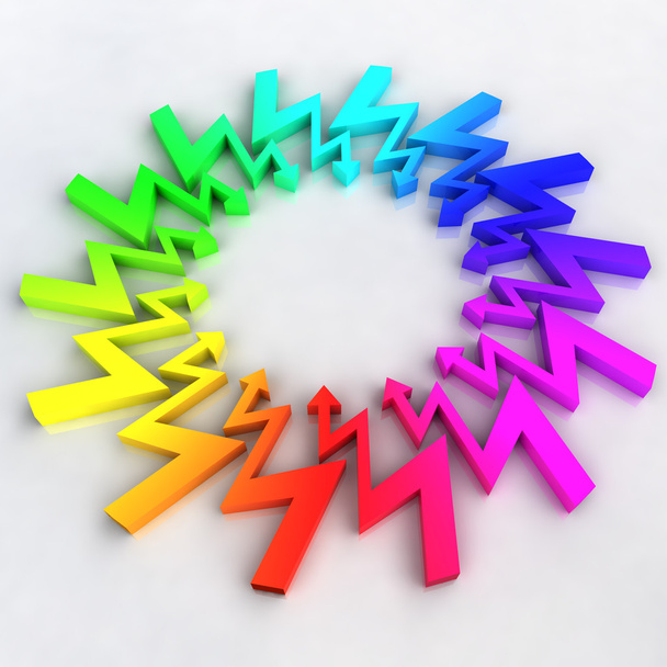 regenboog pijlen zigzag cirkel samenstelling - Foto, afbeelding